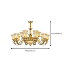 Gold Floral Glass Crystal Linear Modern Chandelier