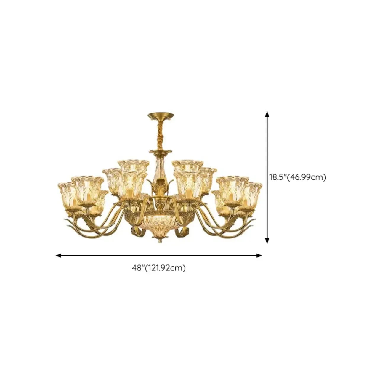 Gold Floral Glass Crystal Linear Modern Chandelier