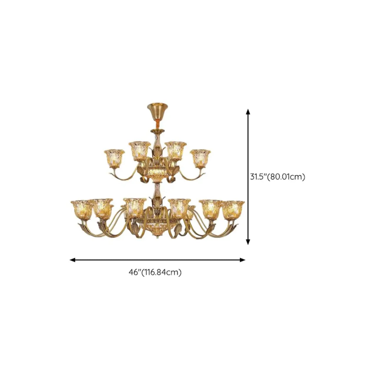 Gold Floral Glass Crystal Linear Modern Chandelier