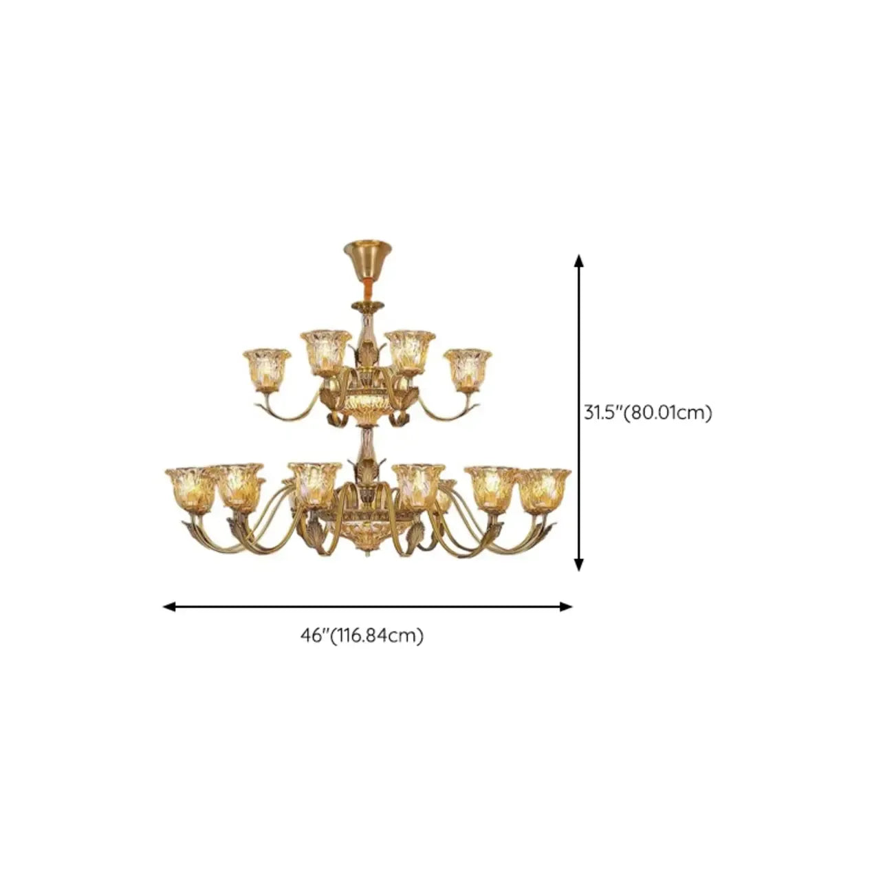 Gold Floral Glass Crystal Linear Modern Chandelier