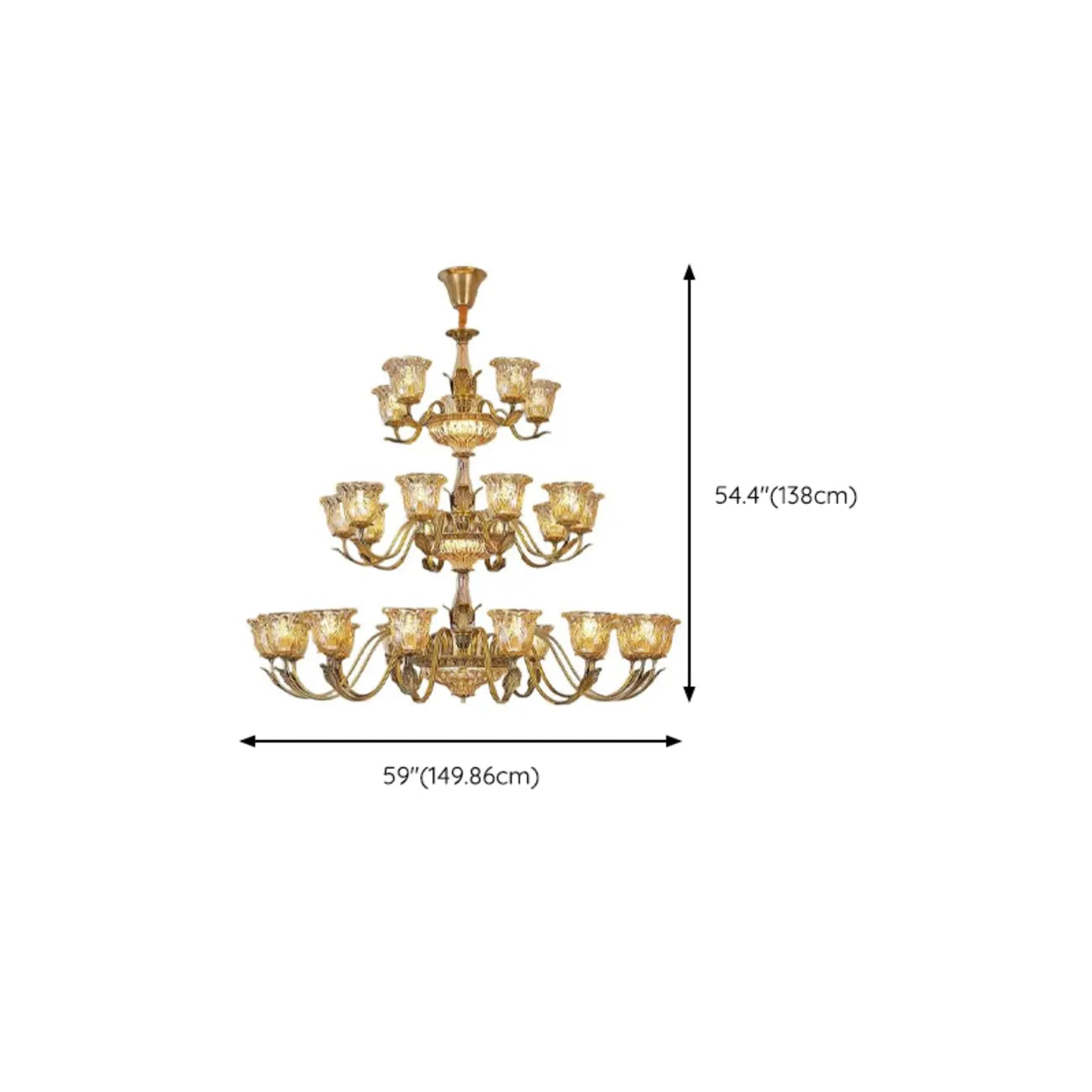 Gold Floral Glass Crystal Linear Modern Chandelier