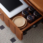 Oval Modern Wood Metal Sled Base Coffee Table