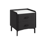 Elegant Modern Faux Leather Stone Top Nightstand