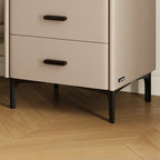 Elegant Modern Faux Leather Stone Top Nightstand