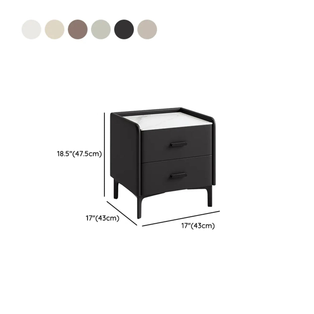 Elegant Modern Faux Leather Stone Top Nightstand