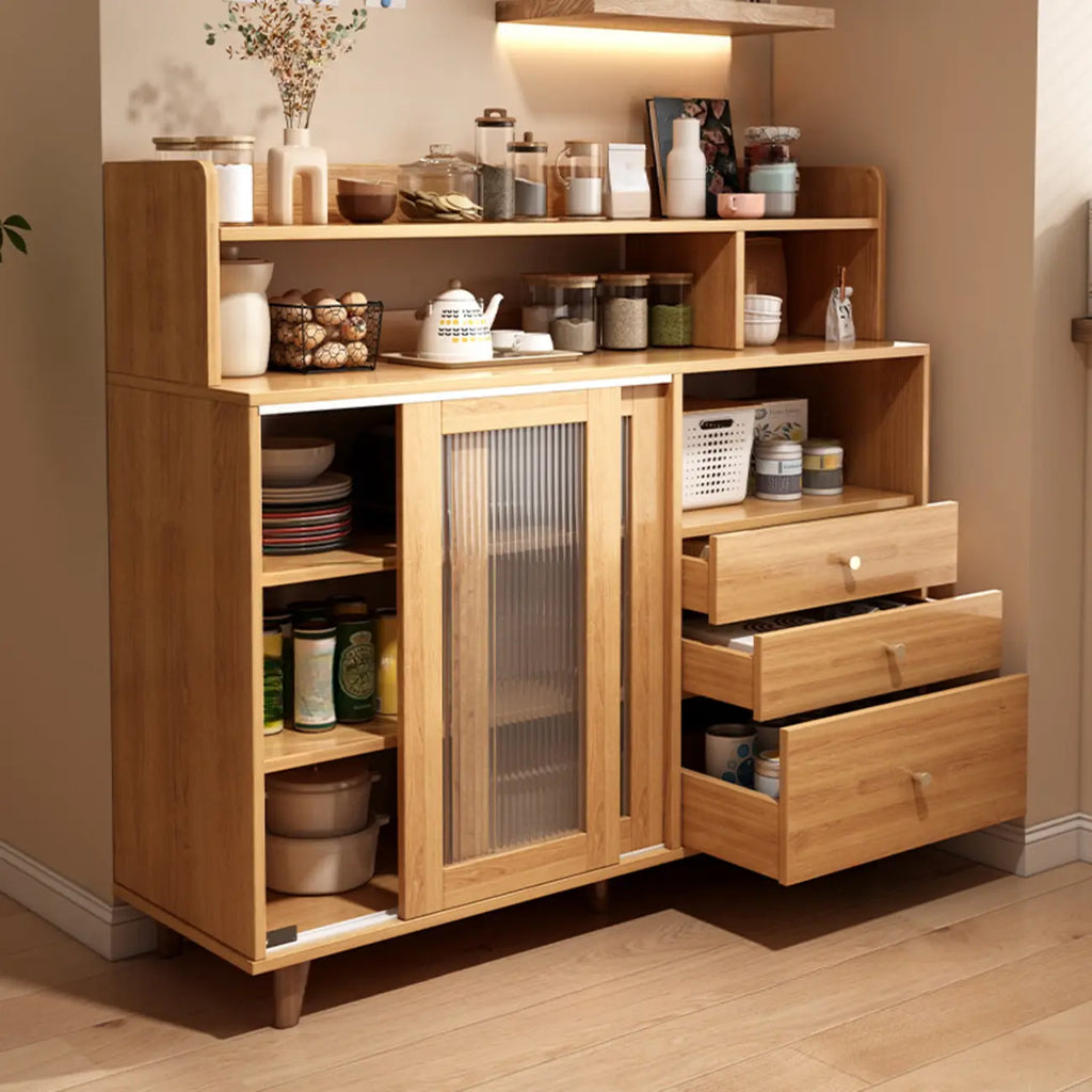 Modern Wood Sideboard with Sliding Doors & Drawers