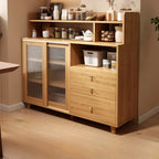 Modern Wood Sideboard with Sliding Doors & Drawers