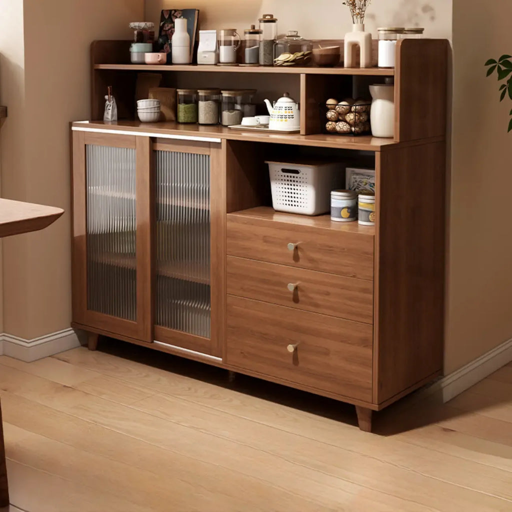 Modern Wood Sideboard with Sliding Doors & Drawers
