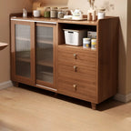 Modern Wood Sideboard with Sliding Doors & Drawers