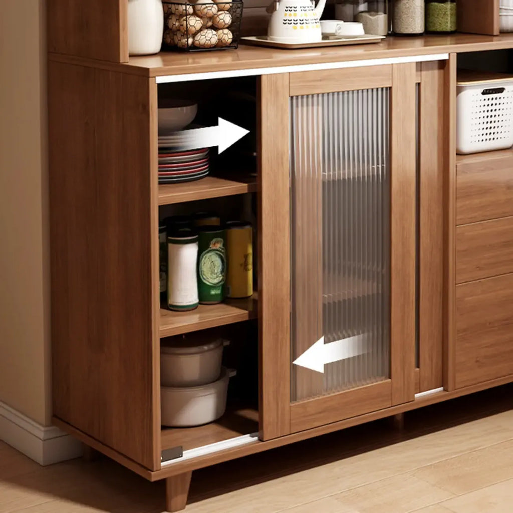Modern Wood Sideboard with Sliding Doors & Drawers