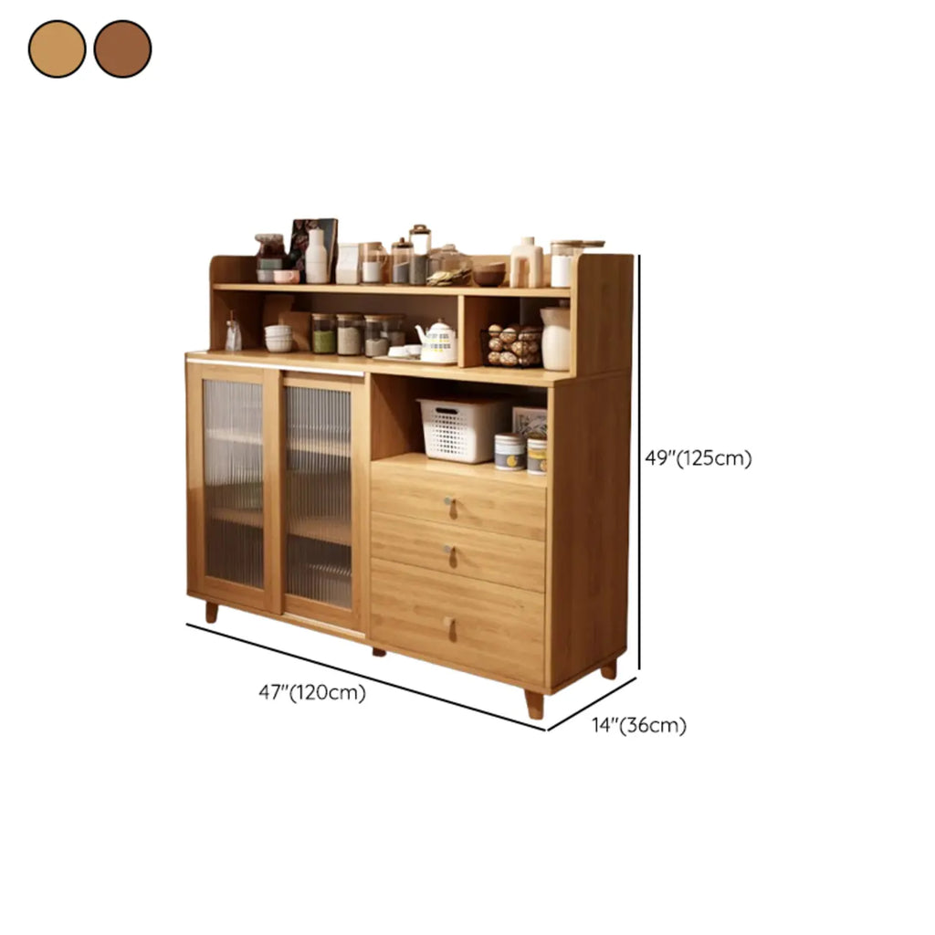 Modern Wood Sideboard with Sliding Doors & Drawers