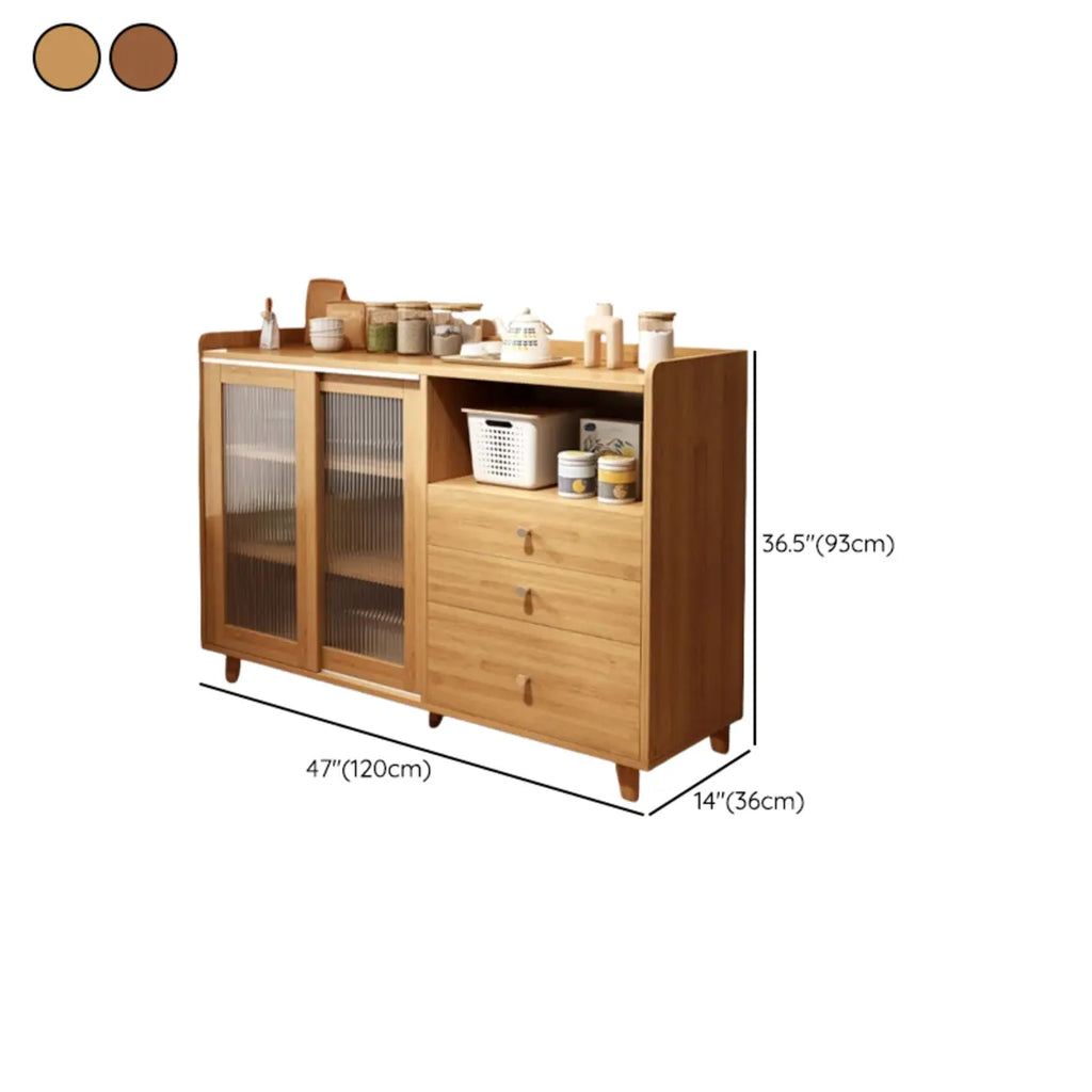 Modern Wood Sideboard with Sliding Doors & Drawers