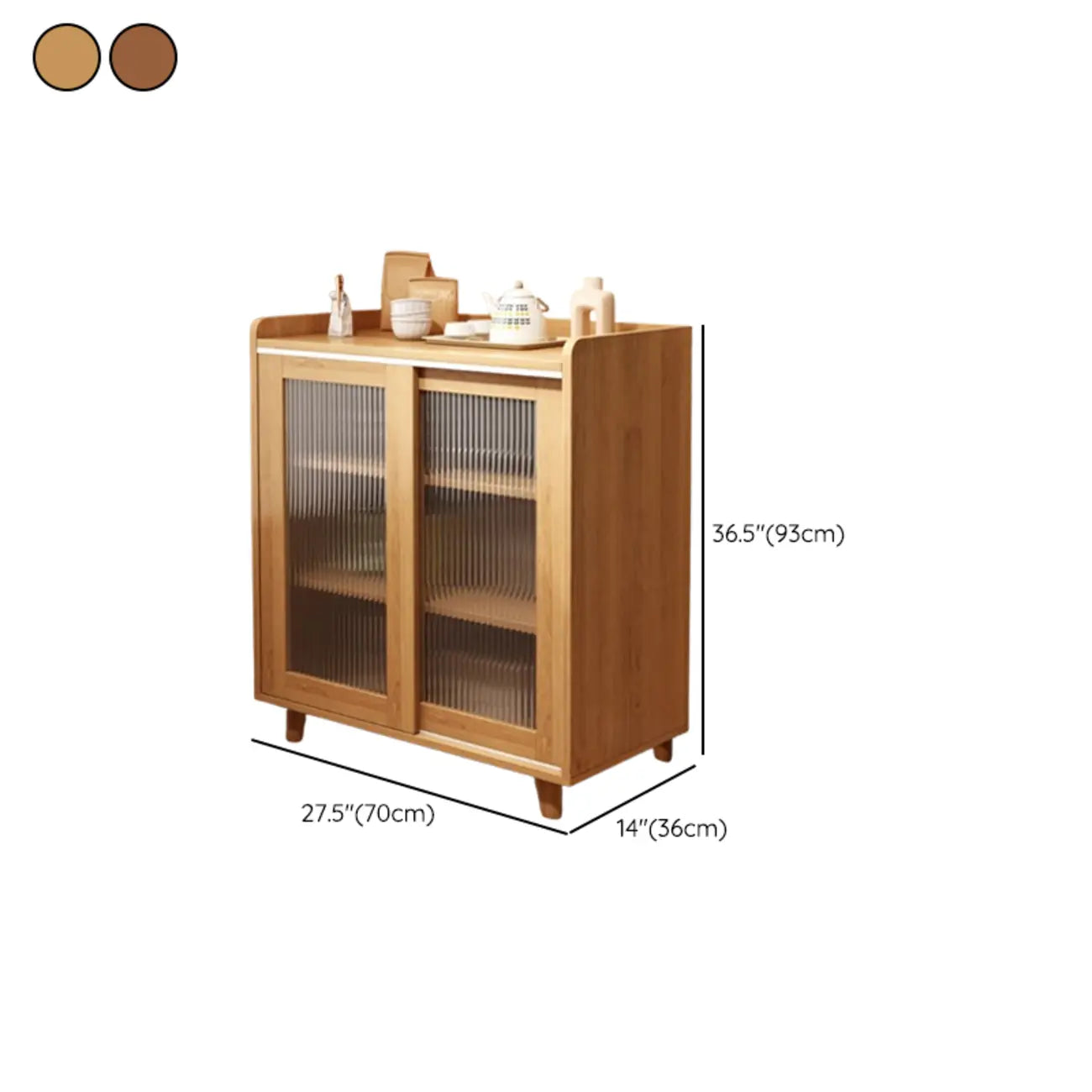 Modern Wood Sideboard with Sliding Doors & Drawers