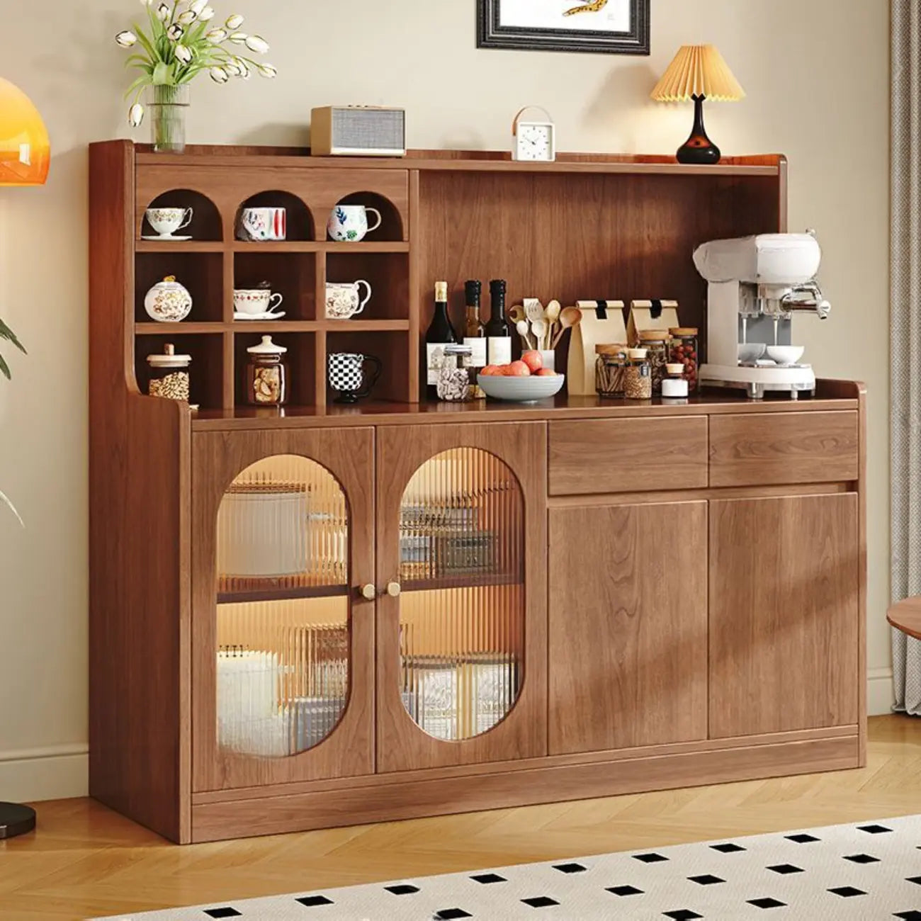 Modern Wood Buffet Storage Cabinet Sideboard