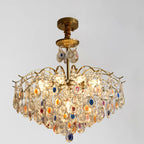 Gold Crystal Chandelier with Beads and Modern Elegant Design