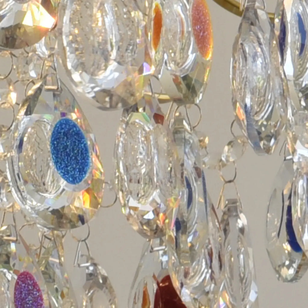 Gold Crystal Chandelier with Beads and Modern Elegant Design
