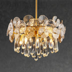 Gold Crystal Glass Floral Modern Chandelier Light