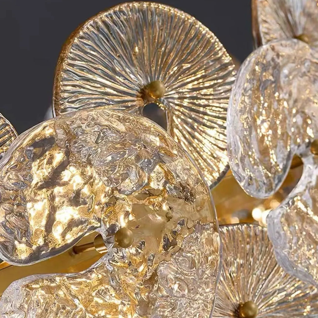 Gold Crystal Glass Floral Modern Chandelier Light