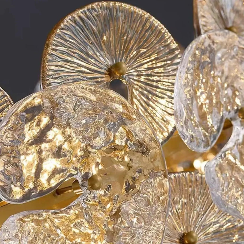 Gold Crystal Glass Floral Modern Chandelier Light