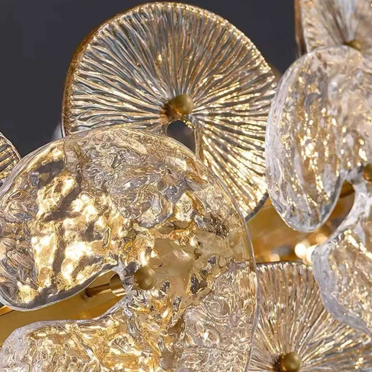 Gold Crystal Glass Floral Modern Chandelier Light