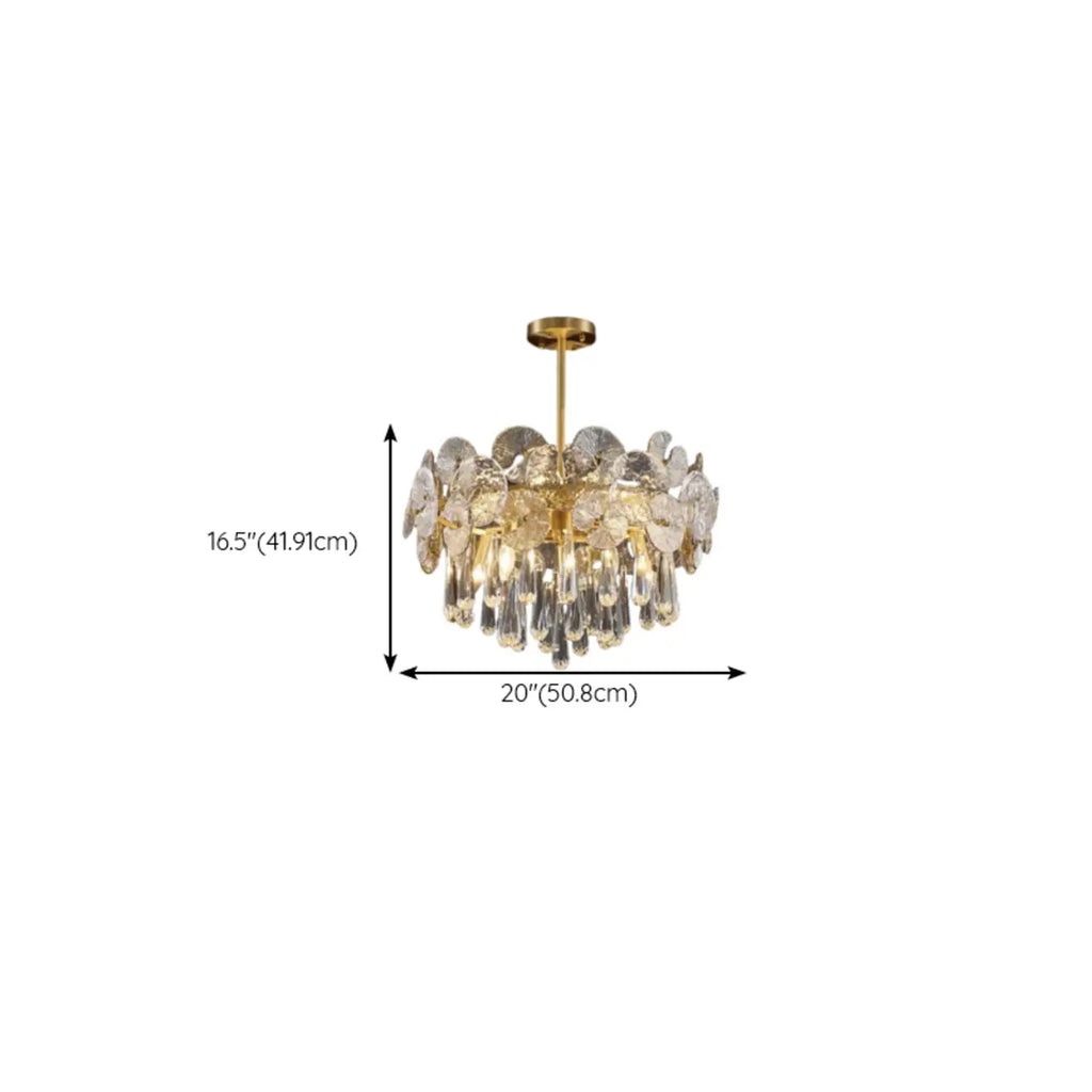 Gold Crystal Glass Floral Modern Chandelier Light