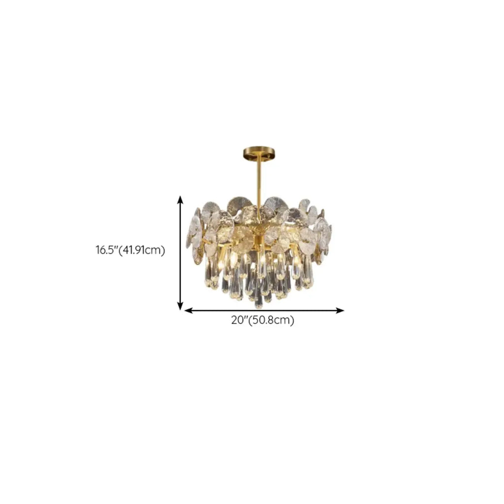 Gold Crystal Glass Floral Modern Chandelier Light
