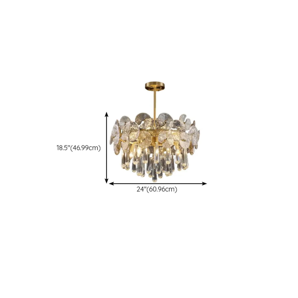 Gold Crystal Glass Floral Modern Chandelier Light