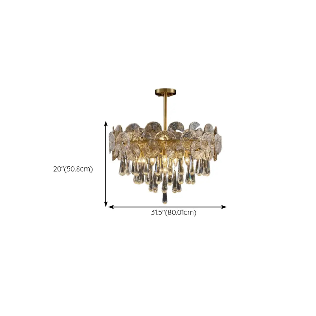 Gold Crystal Glass Floral Modern Chandelier Light