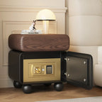 Modern Faux Leather Wood Nightstand Storage