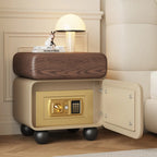 Modern Faux Leather Wood Nightstand Storage