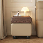 Modern Faux Leather Wood Nightstand Storage