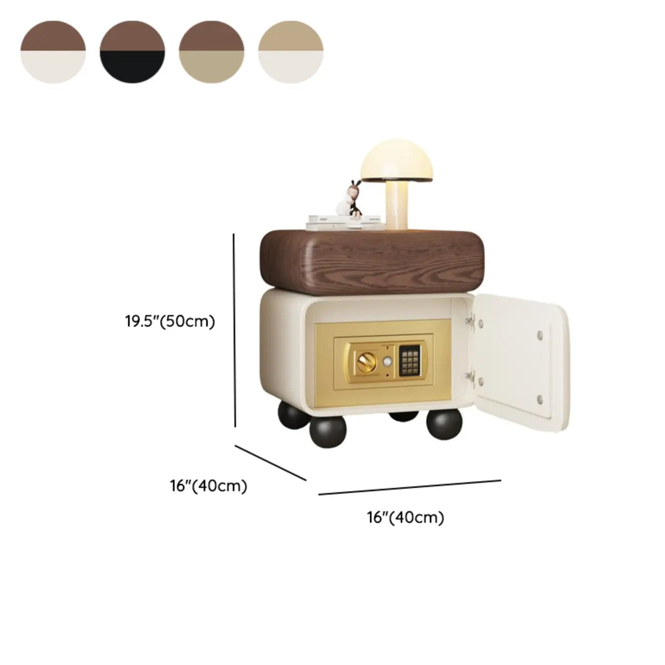 Modern Faux Leather Wood Nightstand Storage