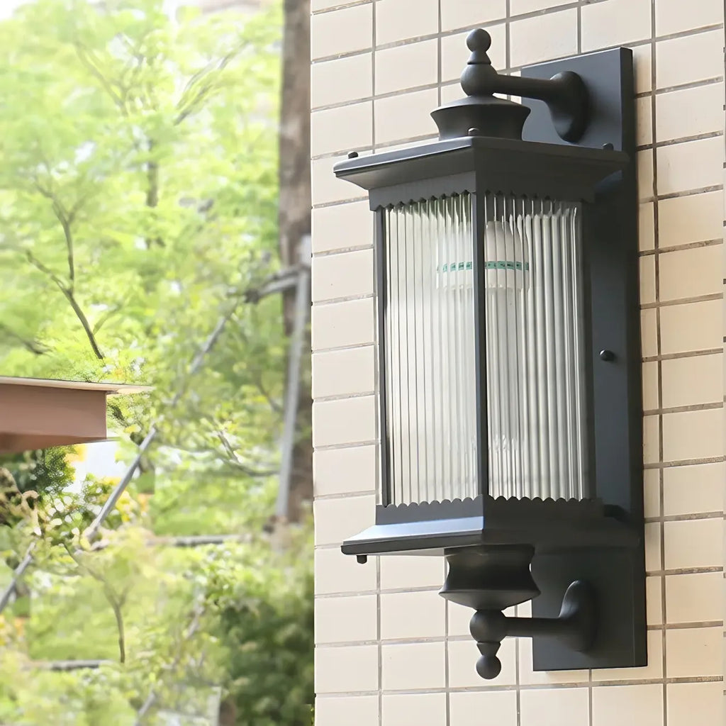 Rustic Black Metal Waterproof Outdoor Wall Lantern