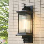Rustic Black Metal Waterproof Outdoor Wall Lantern