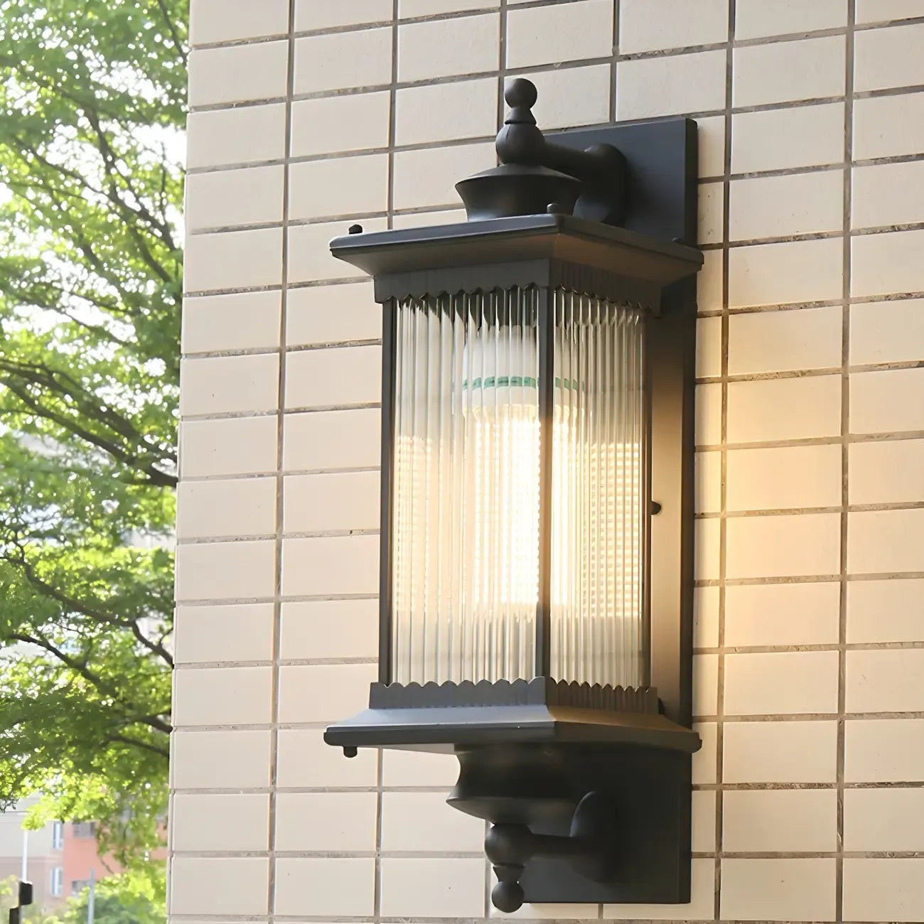 Rustic Black Metal Waterproof Outdoor Wall Lantern