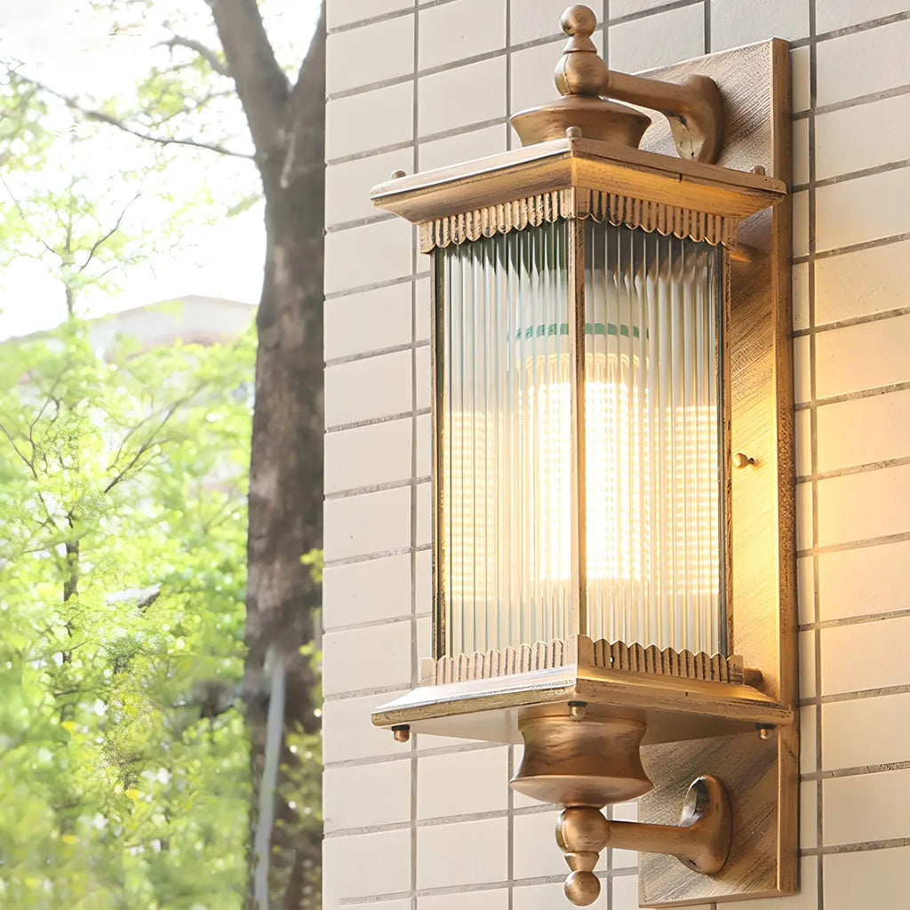 Rustic Black Metal Waterproof Outdoor Wall Lantern