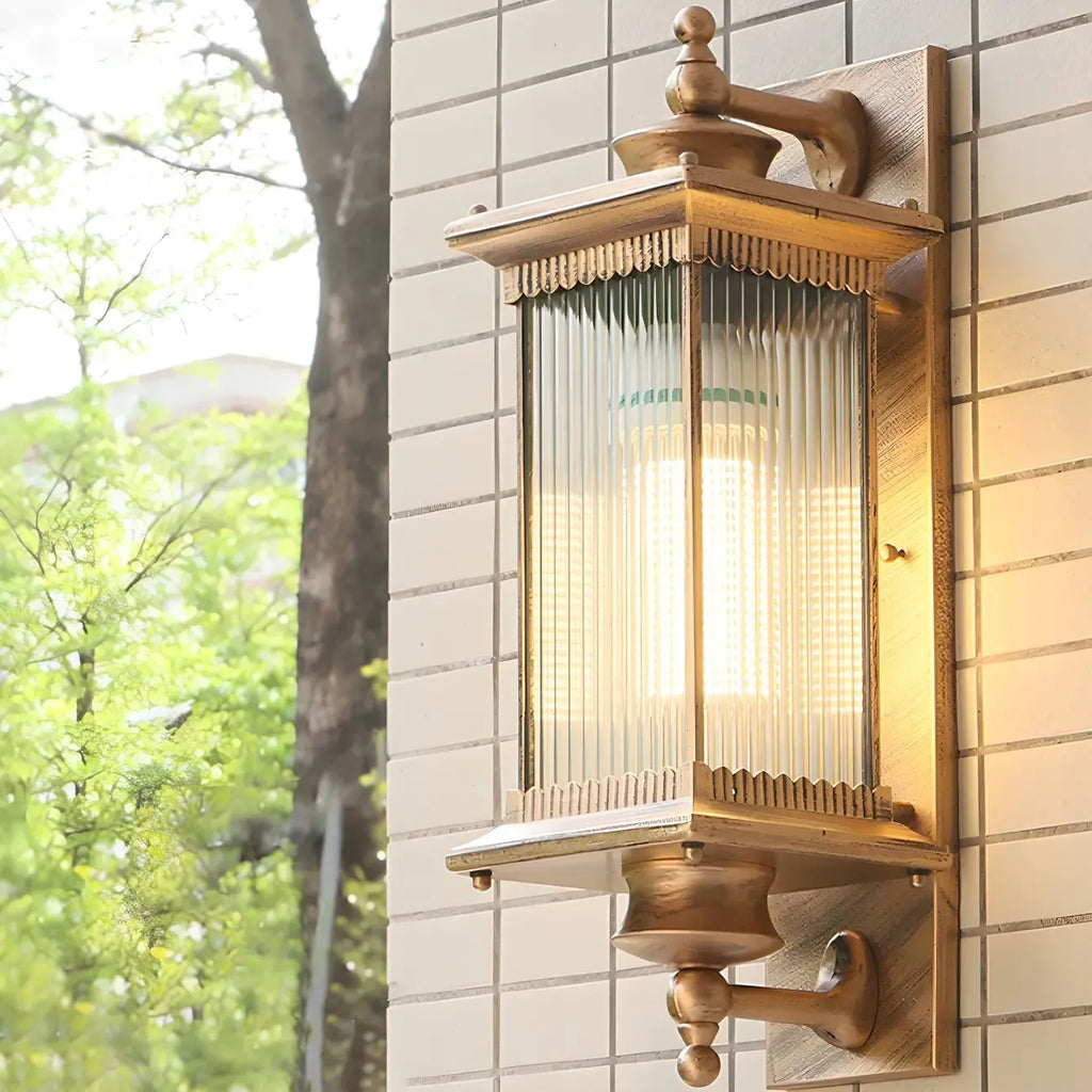 Rustic Black Metal Waterproof Outdoor Wall Lantern