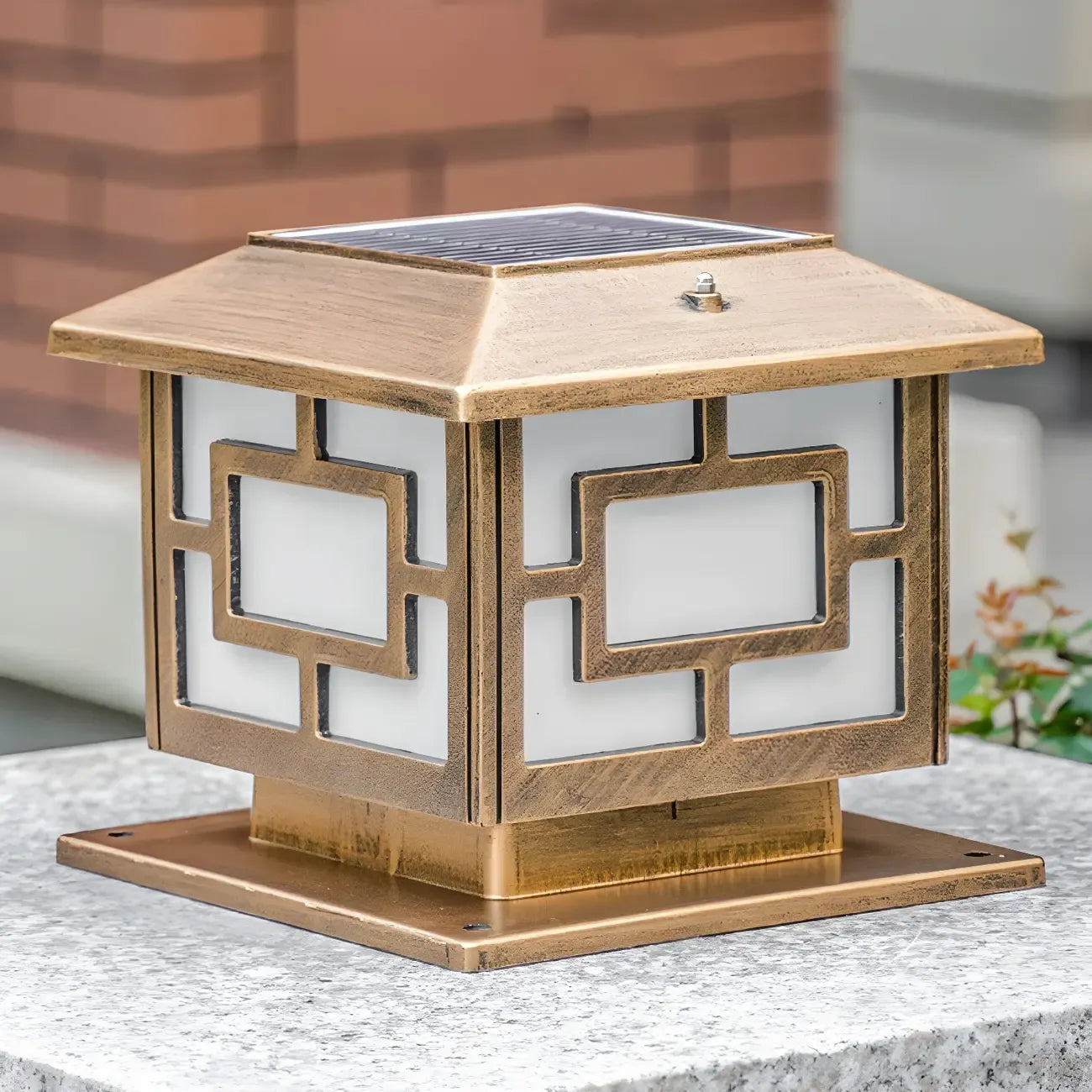 Oriental Classic Bronze Metal Solar Outdoor Post Lights