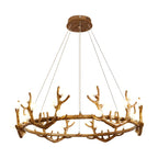 Resin Brown Nordic Antler Ring Frosted Orb Chandelier