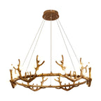 Resin Brown Nordic Antler Ring Frosted Orb Chandelier