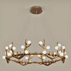 Resin Brown Nordic Antler Ring Frosted Orb Chandelier