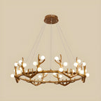 Resin Brown Nordic Antler Ring Frosted Orb Chandelier