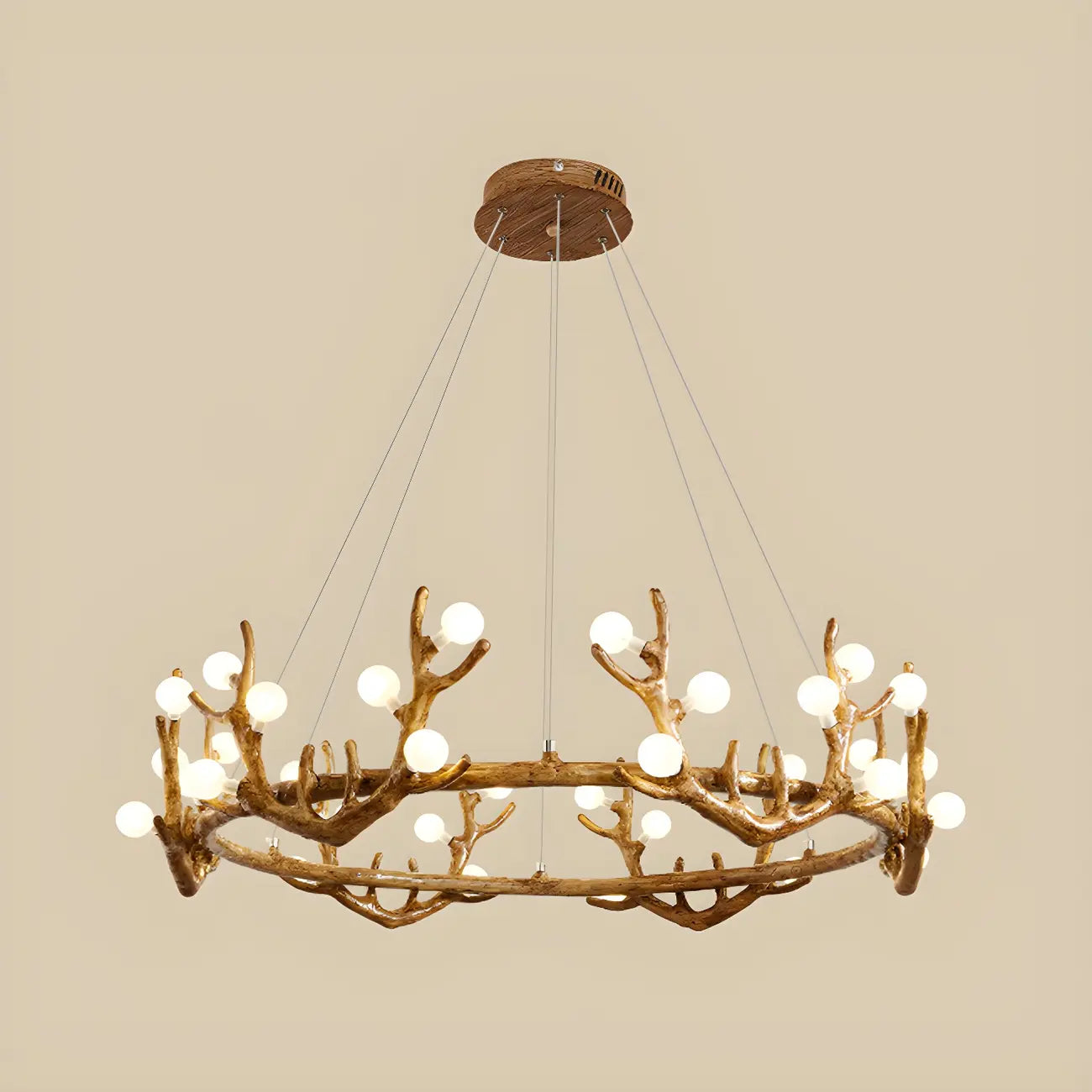 Resin Brown Nordic Antler Ring Frosted Orb Chandelier