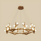 Resin Brown Nordic Antler Ring Frosted Orb Chandelier