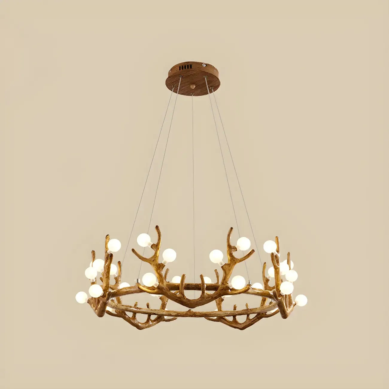 Resin Brown Nordic Antler Ring Frosted Orb Chandelier