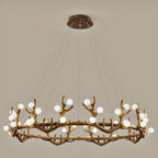 Resin Brown Nordic Antler Ring Frosted Orb Chandelier