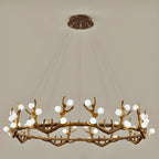 Resin Brown Nordic Antler Ring Frosted Orb Chandelier