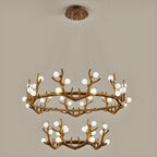 Resin Brown Nordic Antler Ring Frosted Orb Chandelier