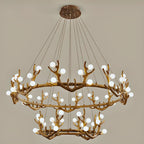 Resin Brown Nordic Antler Ring Frosted Orb Chandelier