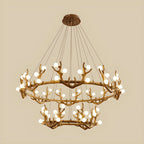 Resin Brown Nordic Antler Ring Frosted Orb Chandelier